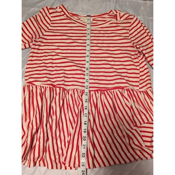 Perfect Peach Women's Size Medium Red White Stripped Long Sleeve Blouse - Picture 6 of 8